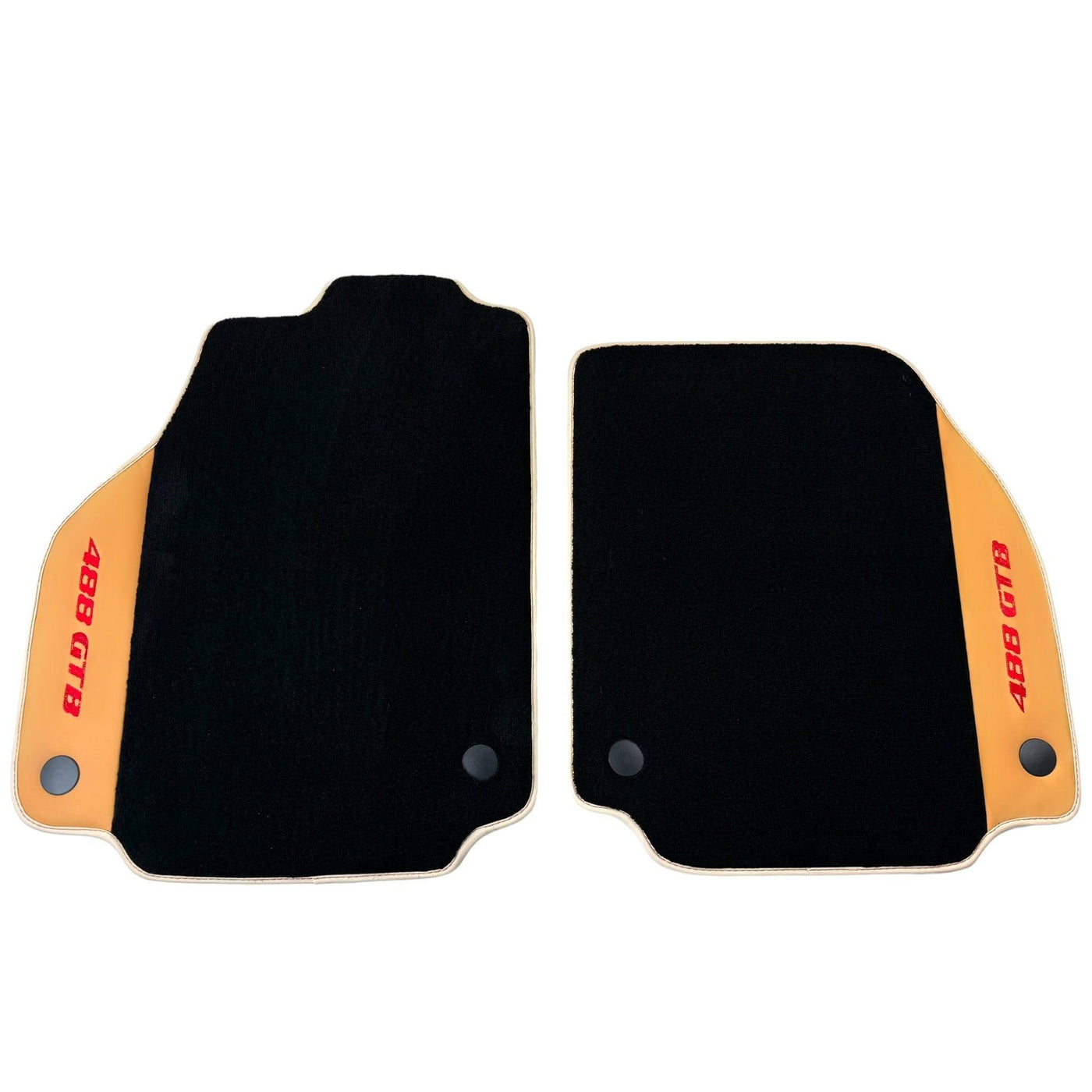 Black Floor Mats For Ferrari 488 GTB (2015-2022) with Beige Nappa Leather - AutoWin
