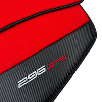 Red Floor Mats for Ferrari 296 GTS (2022-2024) with Carbon Fiber - AutoWin
