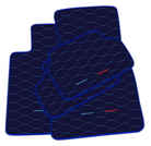 Dark Blue Leather Floor Mats for BMW G20 4-door Sedan (2019-2024) with Viper Hex Pattern