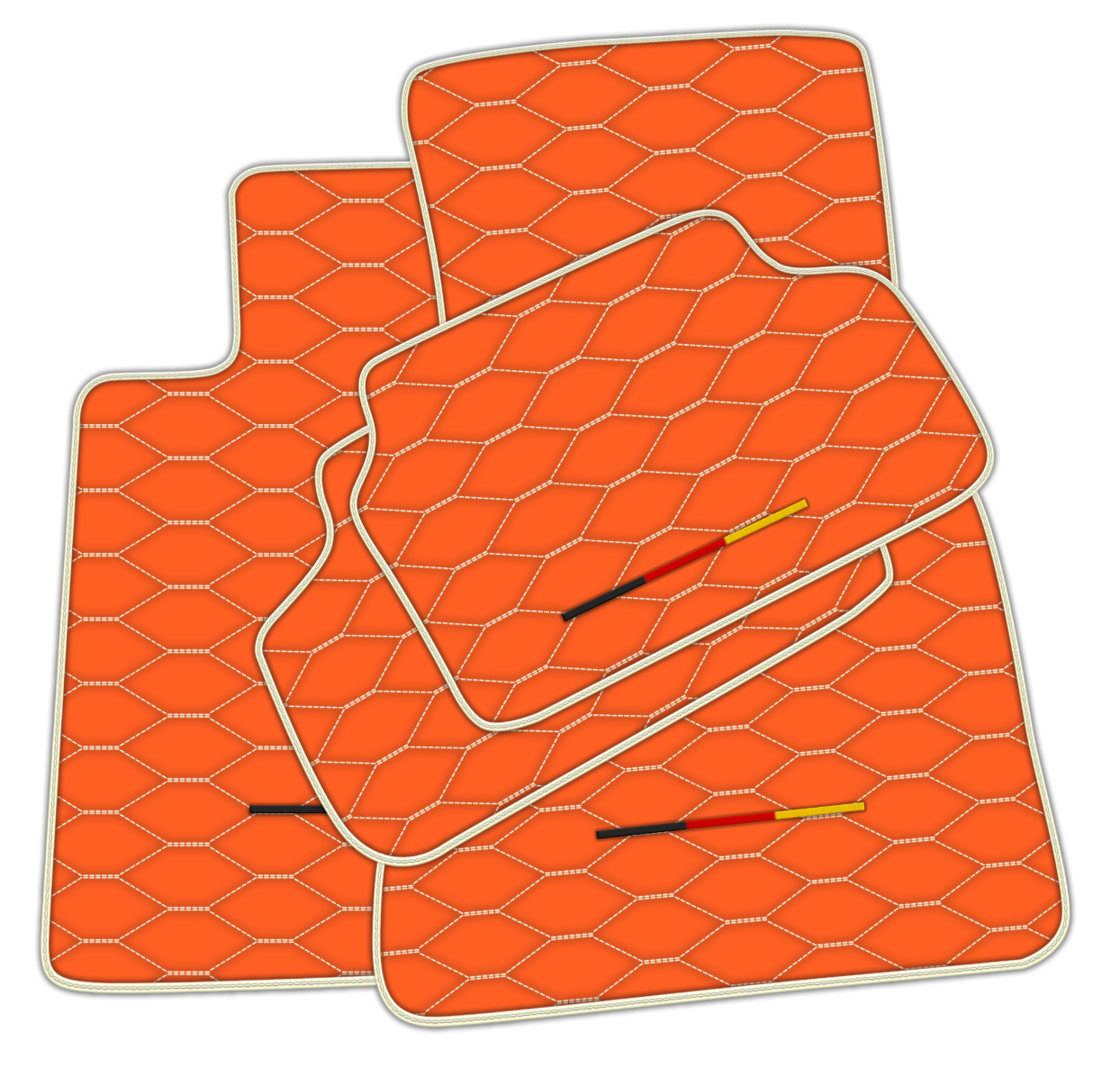 Stylish Customizable Orange Leather Floor Mats for BMW