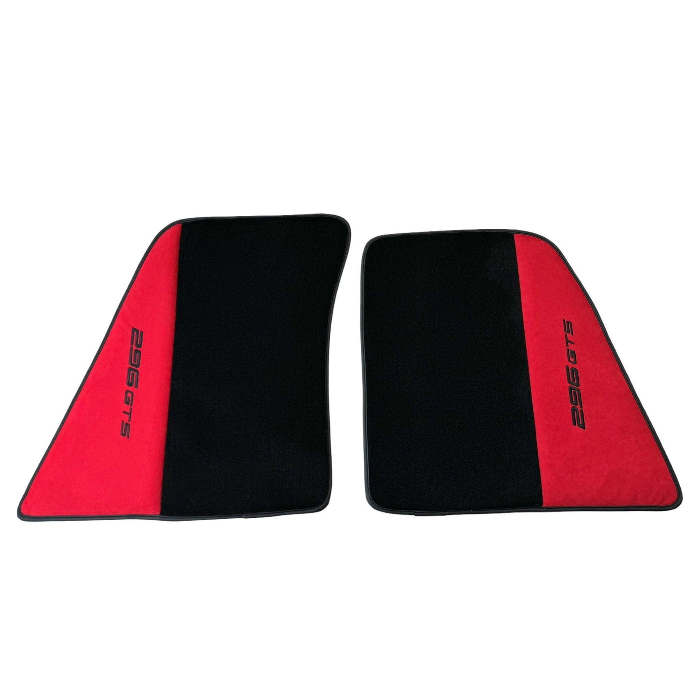 Black Floor Mats for Ferrari 296 GTS (2022-2024) with Red Alcantara Leather - AutoWin