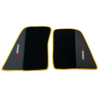 Black Floor Mats for Ferrari 296 GTS (2022-2024) with Leather and Yellow Trim - AutoWin
