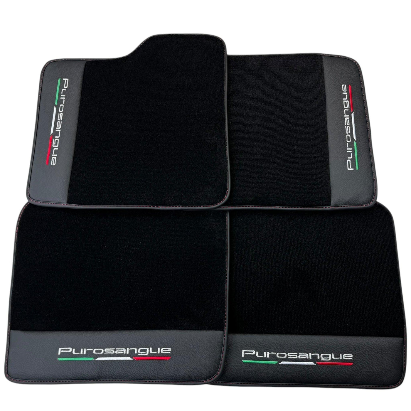 Black Floor Mats for Ferrari Purosangue with Leather and Black Trim | Italian Edition - AutoWin