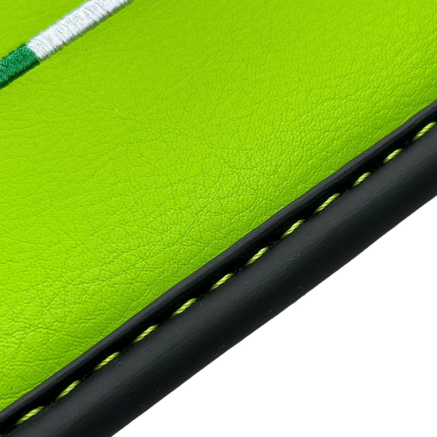 Black Floor Mats for Lamborghini Urus with Green Leather | Black Logo - AutoWin