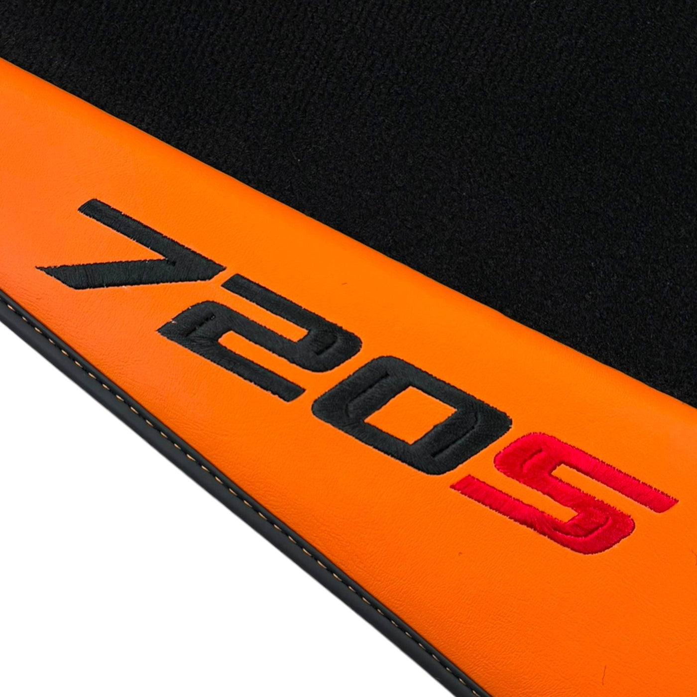 Black Floor Mats for McLaren 720S (2017-2021) with Orange Leather - AutoWin