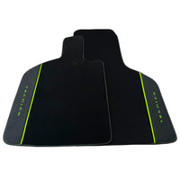 Black Floor Mats for Lamborghini Huracan Tecnica with Alcantara Leather | Green Edition - AutoWin
