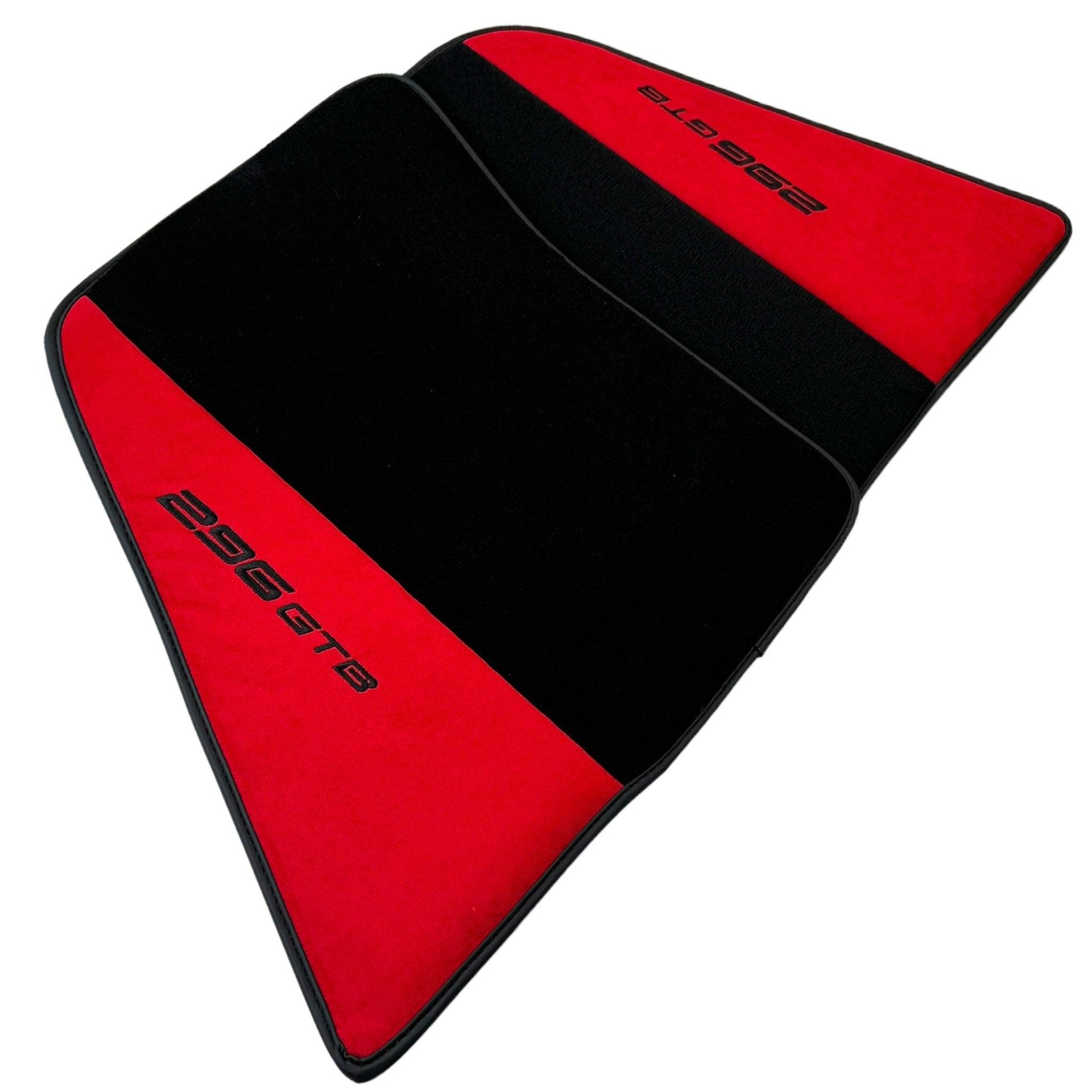 Red Floor Mats for Ferrari 296 GTB (2022-2024) with Alcantara Leather - AutoWin