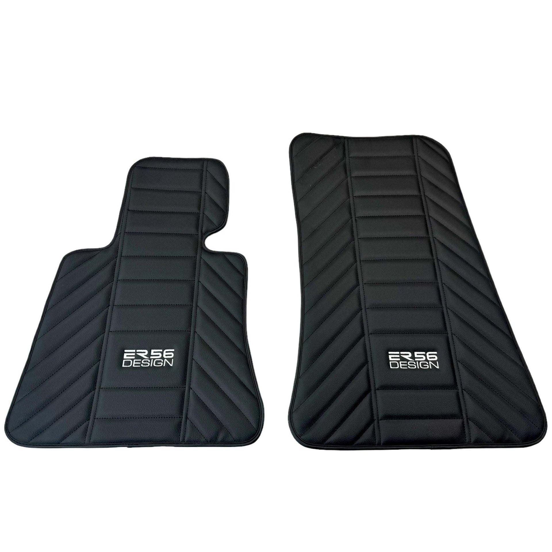 Black Leather Floor Mats for Rolls Royce Dawn (2016-2023) ER56 Design - AutoWin