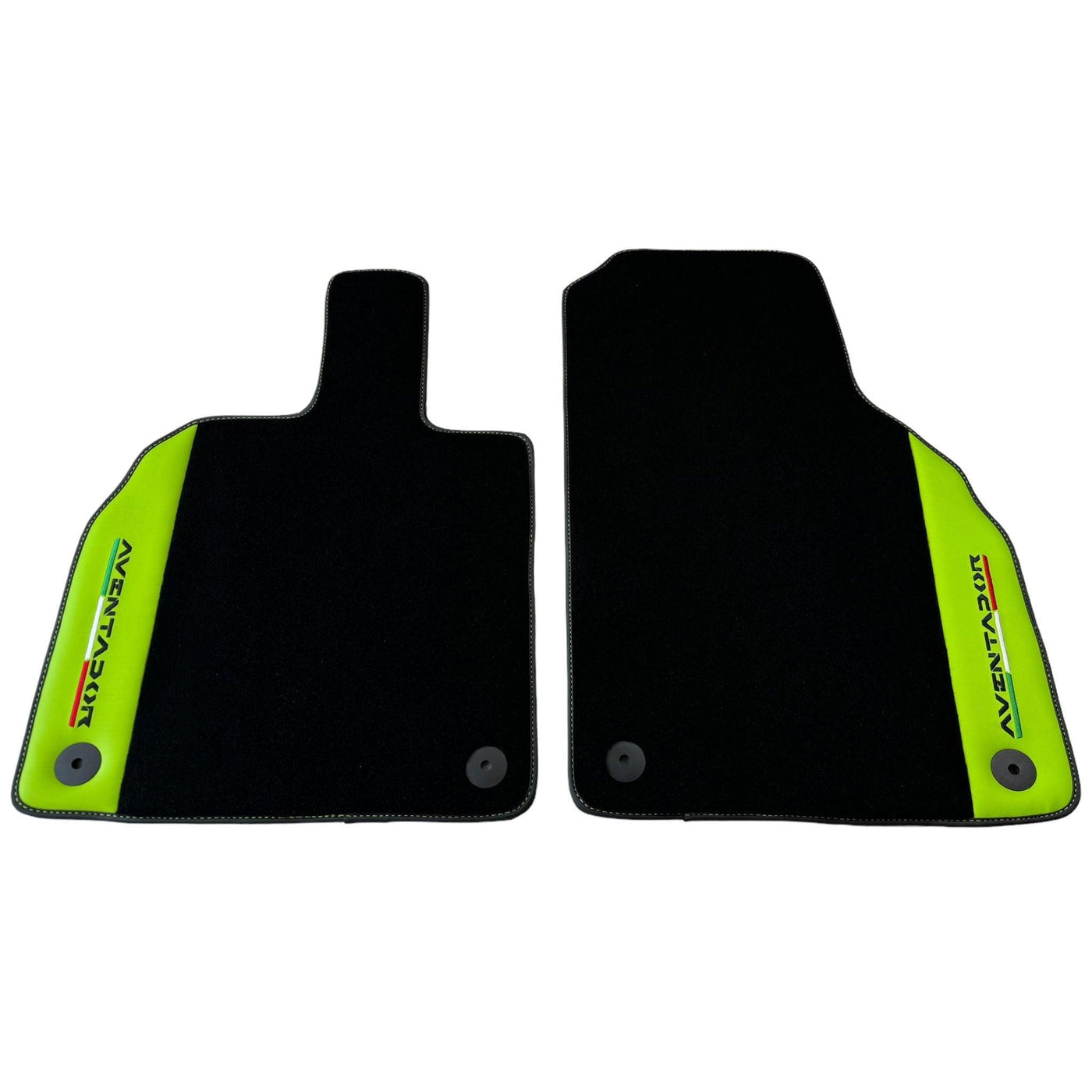 Black Floor Mats for Lamborghini Aventador with Green Leather - AutoWin