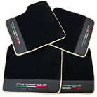 Black Floor Mats for Ferrari Purosangue with Leather and Beige Trim | Italian Edition - AutoWin