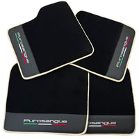 Black Floor Mats for Ferrari Purosangue with Leather and Beige Trim | Italian Edition - AutoWin
