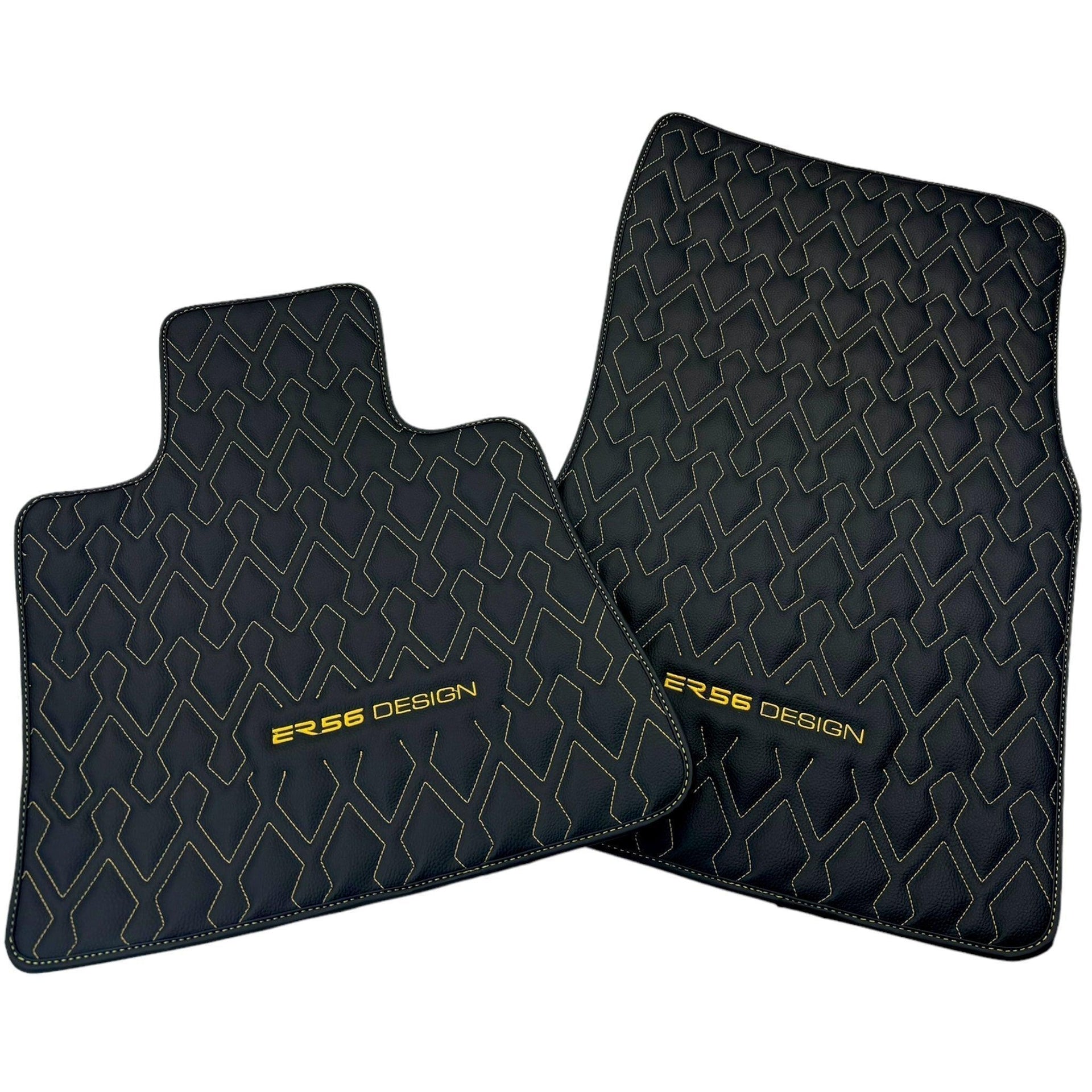 Black Leather Floor Mats for Rolls-Royce Wraith (2013–2023) ER56 Design - AutoWin