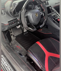Black Floor Mats for Lamborghini Aventador SV with Alcantara Leather - AutoWin