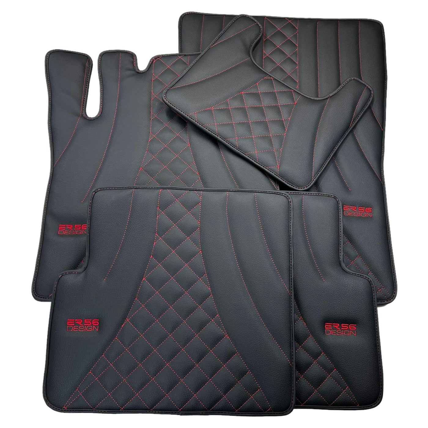 Black Leather Floor Mats for Mercedes-Benz G Class W463 (2008-2018) ER56 Design - AutoWin