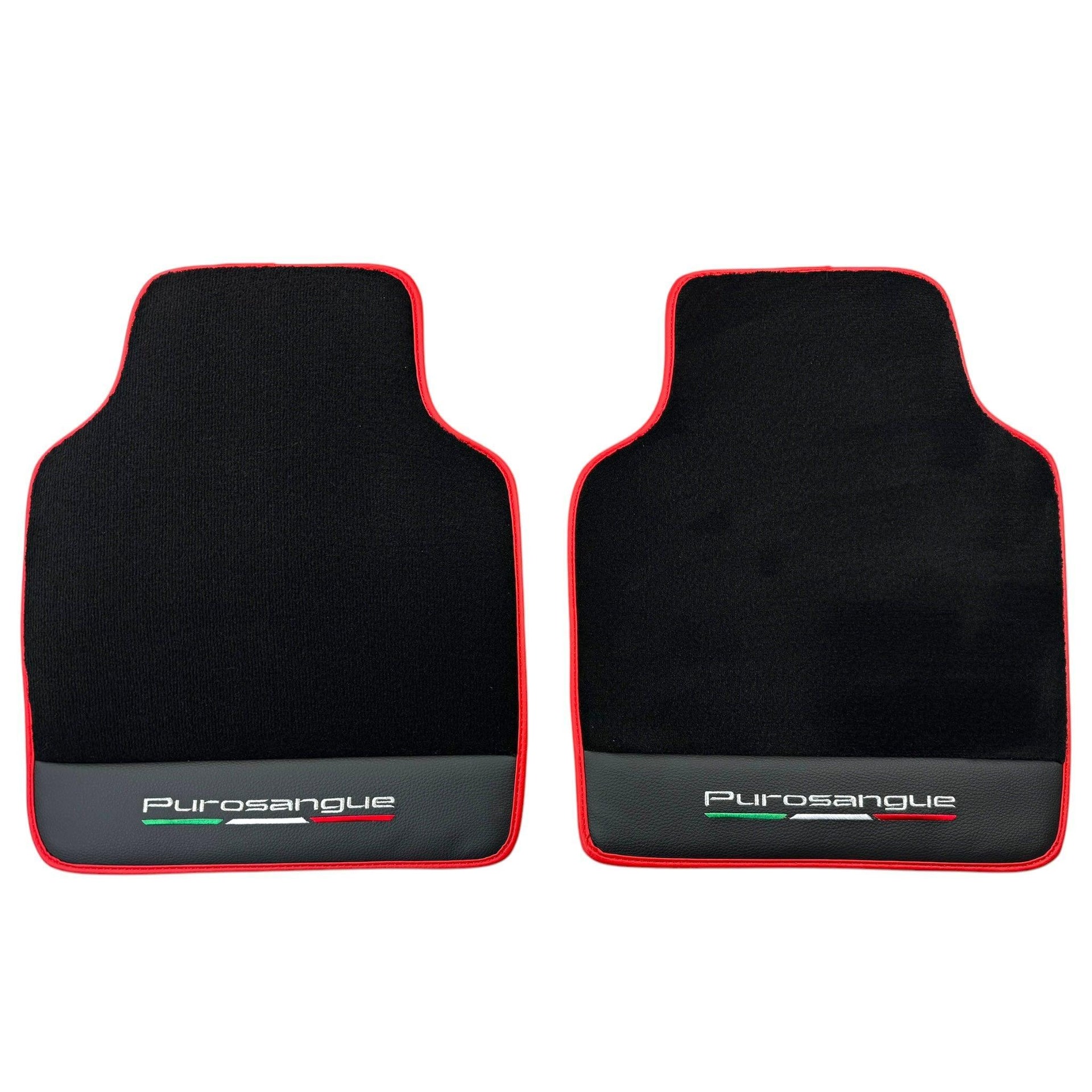 Black Floor Mats for Ferrari Purosangue with Leather and Red Trim | Italian Edition - AutoWin