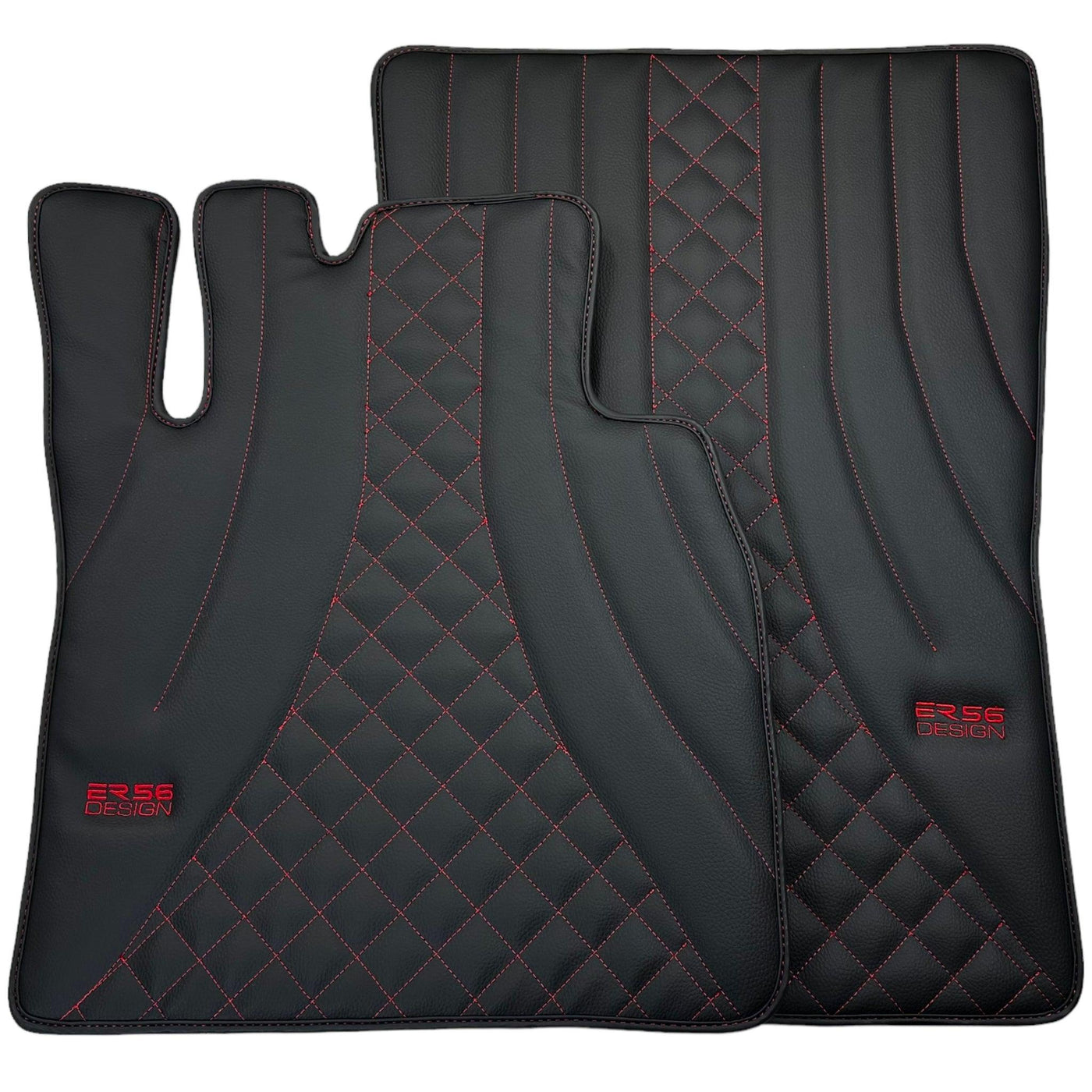 Black Leather Floor Mats for Mercedes-Benz G Class W463 (2008-2018) ER56 Design - AutoWin