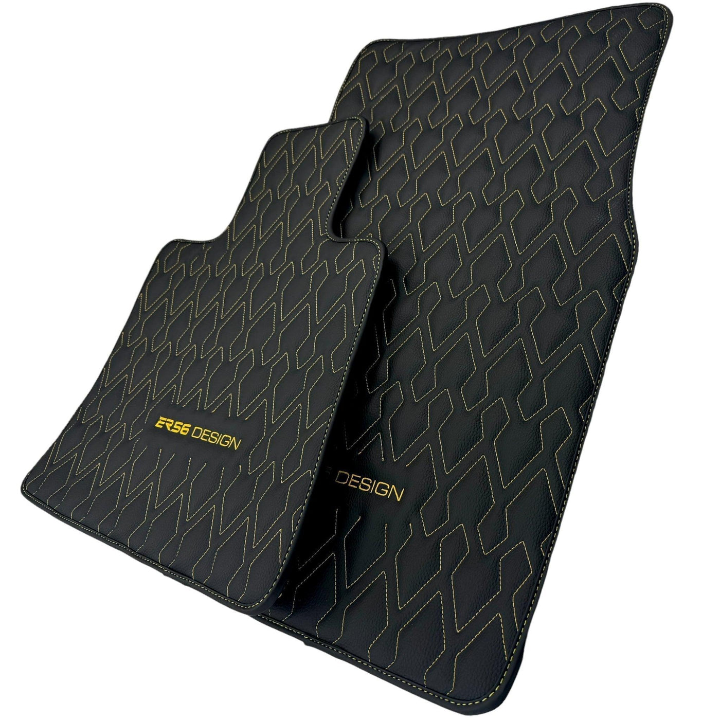 Black Leather Floor Mats for Rolls-Royce Phantom VIII (2017-2024) ER56 Design - AutoWin
