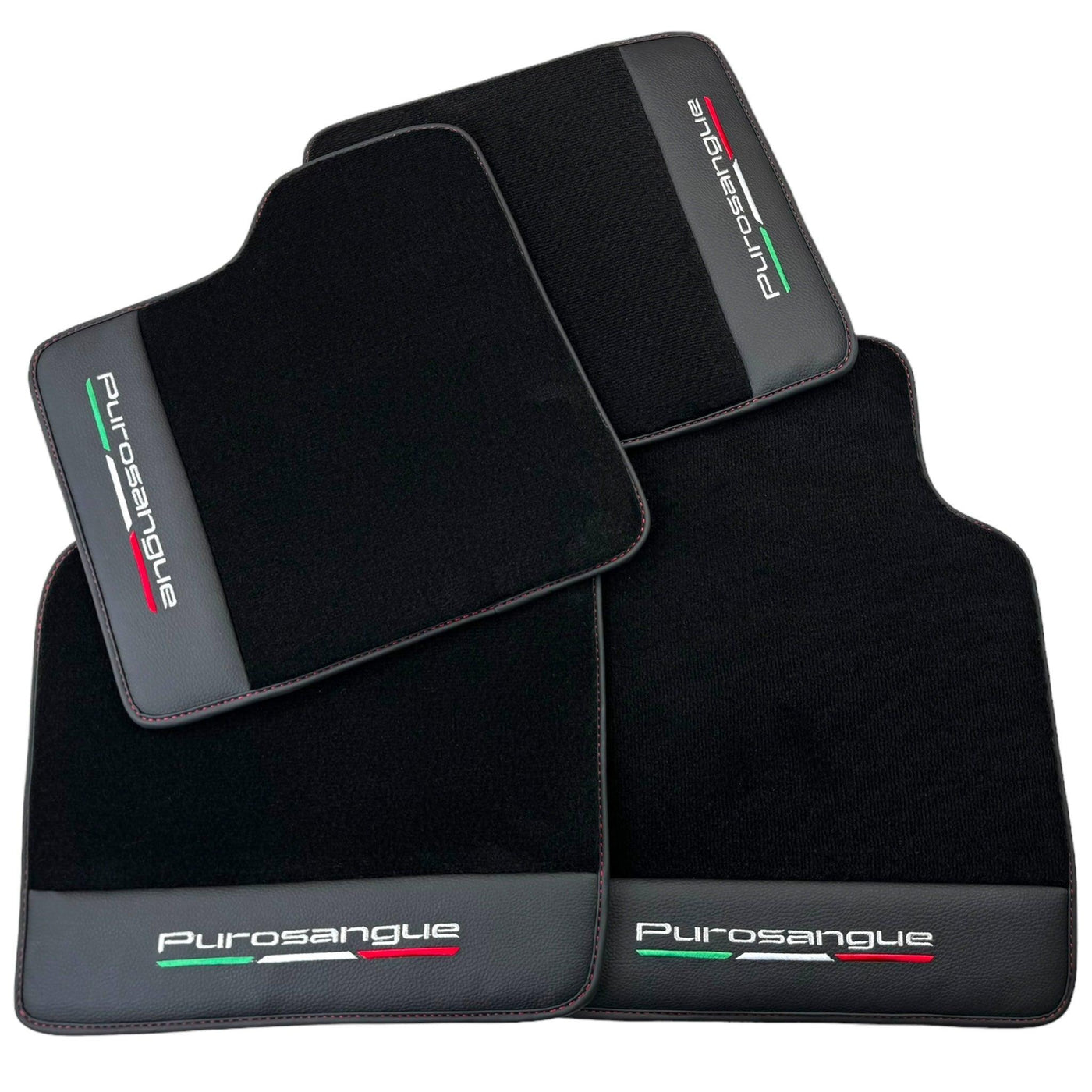 Black Floor Mats for Ferrari Purosangue with Leather and Black Trim | Italian Edition - AutoWin