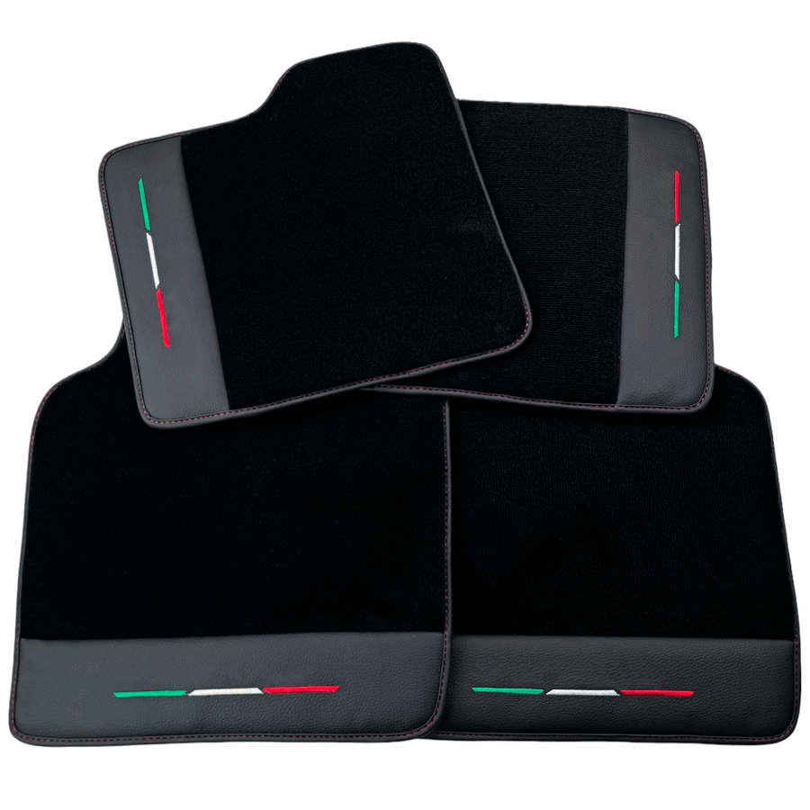 Black Floor Mats for Ferrari Purosangue with Leather and Black Trim | Italian Edition - AutoWin