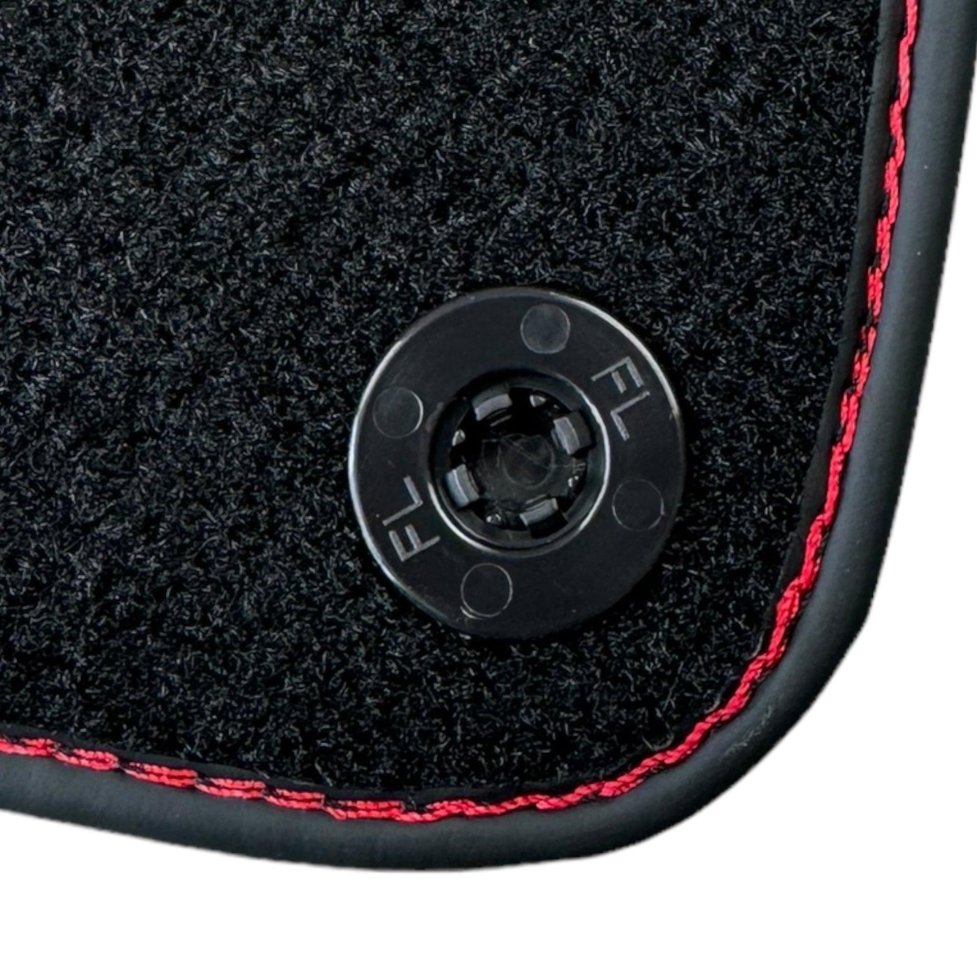 Black Floor Mats for Ferrari Roma (2021-2024) with Red Alcantara Leather - AutoWin