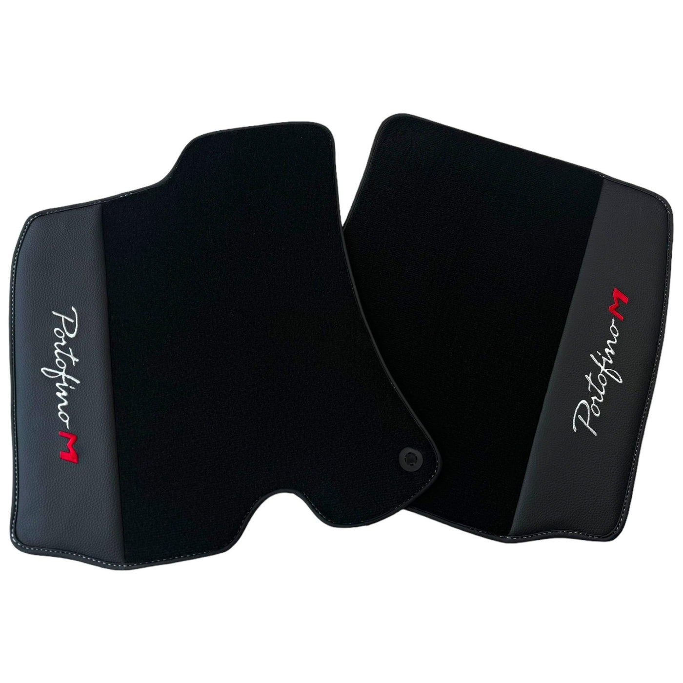 Black Floor Mats for Ferrari Portofino M (2018-2023) with Leather - AutoWin