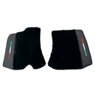 Black Sheepskin Floor Mats for Ferrari Roma (2021-2024) with Leather - AutoWin
