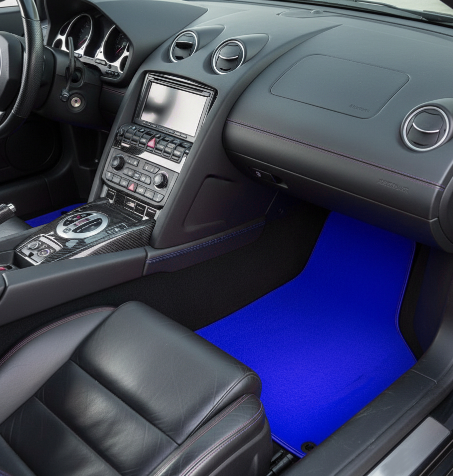 Tapis de voiture sur mesure pour Lamborghini Gallardo couleur bleue