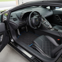 Tapis de voiture en cuir personnalisables pour Lamborghini Aventador SVJ Édition limitée avec bord bleu