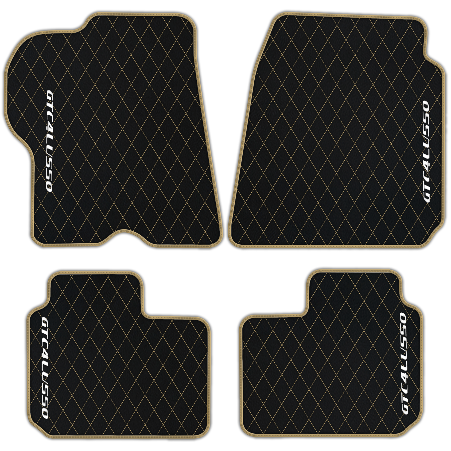 Luxury Black Leather Floor Mats for Ferrari Roma (2021-2024)