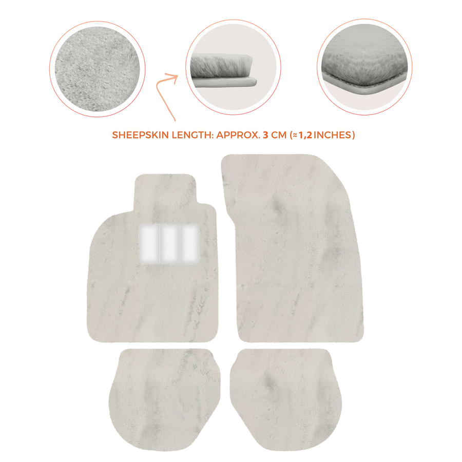 Tapis de voiture en peau de mouton pour Porsche 911-993 (1993-1998) - Longueur de peau de mouton, Options de couleur variées