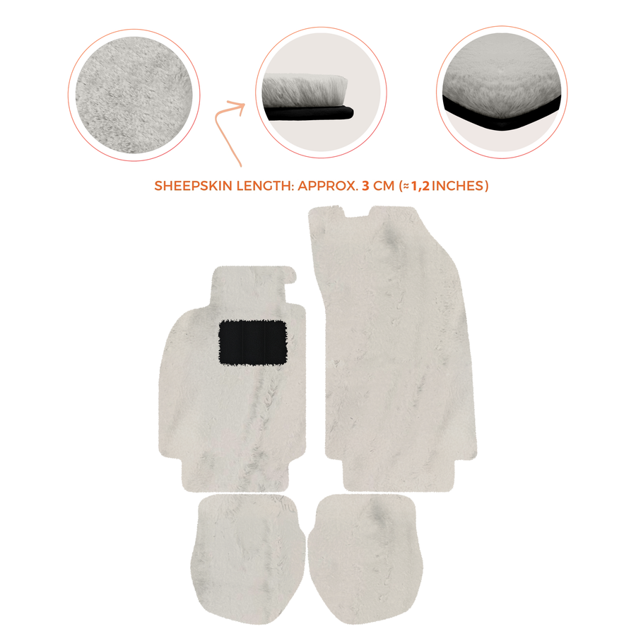Tapis de voiture en peau de mouton pour Porsche 911 - 964 (1989-1994) - Longueur de peau de mouton, Options de couleur variées