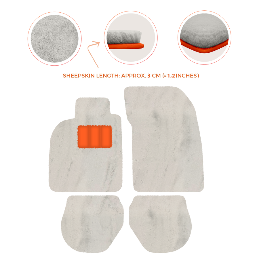 Tapis de voiture en peau de mouton pour Porsche 911-993 (1993-1998) - Longueur de peau de mouton, Options de couleur variées