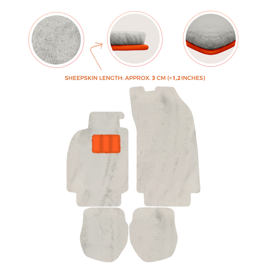 Tapis de voiture en peau de mouton pour Porsche 911 - 964 (1989-1994) - Longueur de peau de mouton, Options de couleur variées