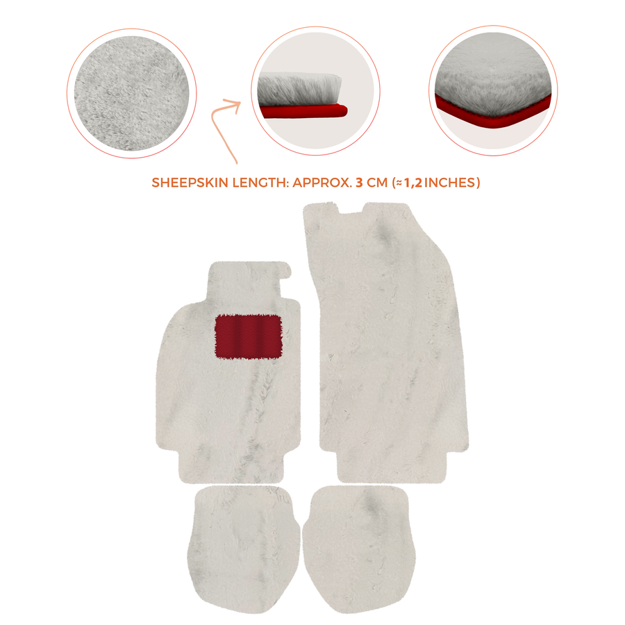 Tapis de voiture en peau de mouton pour Porsche 911 - 964 (1989-1994) - Longueur de peau de mouton, Options de couleur variées