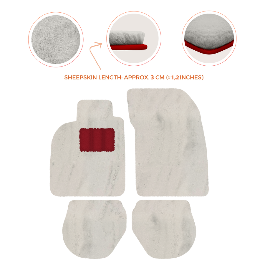 Tapis de voiture en peau de mouton pour Porsche 911-993 (1993-1998) - Longueur de peau de mouton, Options de couleur variées