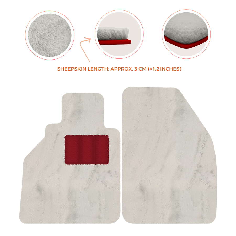 Tapis de voiture en peau de mouton pour Porsche 986 Boxster (1996-2004) - Longueur de peau de mouton, Options de couleur variées