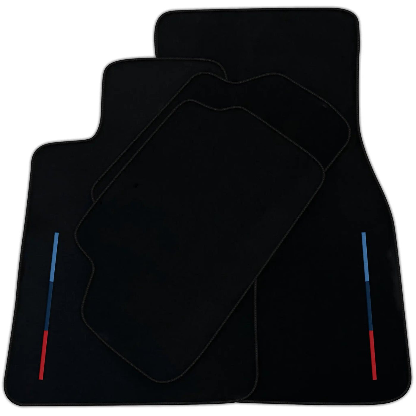 Black Floor Mats For BMW Gran Tourer F46 (2015-2022) 7 Seats With 3 Color Stripes Tailored Set Perfect Fit | Various Trim Colors