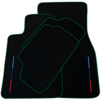 Black Floor Mats For BMW Gran Tourer F46 (2015-2022) 7 Seats With 3 Color Stripes Tailored Set Perfect Fit | Various Trim Colors
