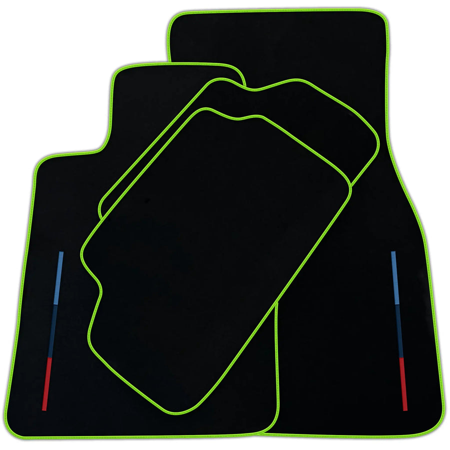 Black Floor Mats For BMW 1 Series F70 (2024-2026) Hatchback With 3 Color Stripes Tailored Set Perfect Fit | Various Trim Colors