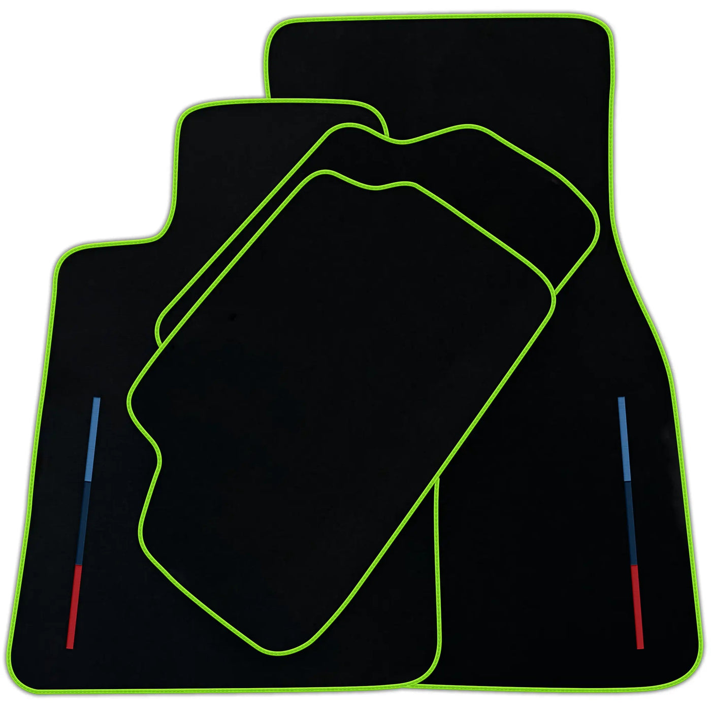 Black Floor Mats For BMW Gran Tourer F46 (2015-2022) 7 Seats With 3 Color Stripes Tailored Set Perfect Fit | Various Trim Colors