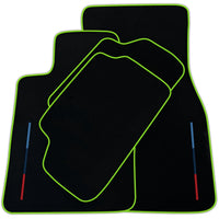 Black Floor Mats For BMW G61 (2023-2026) Touring With 3 Color Stripes Tailored Set Perfect Fit | Various Trim Colors