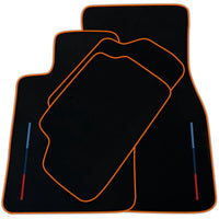 Black Floor Mats For BMW M3 G81 Touring (2022-2026) With 3 Color Stripes Tailored Set Perfect Fit | Various Trim Colors