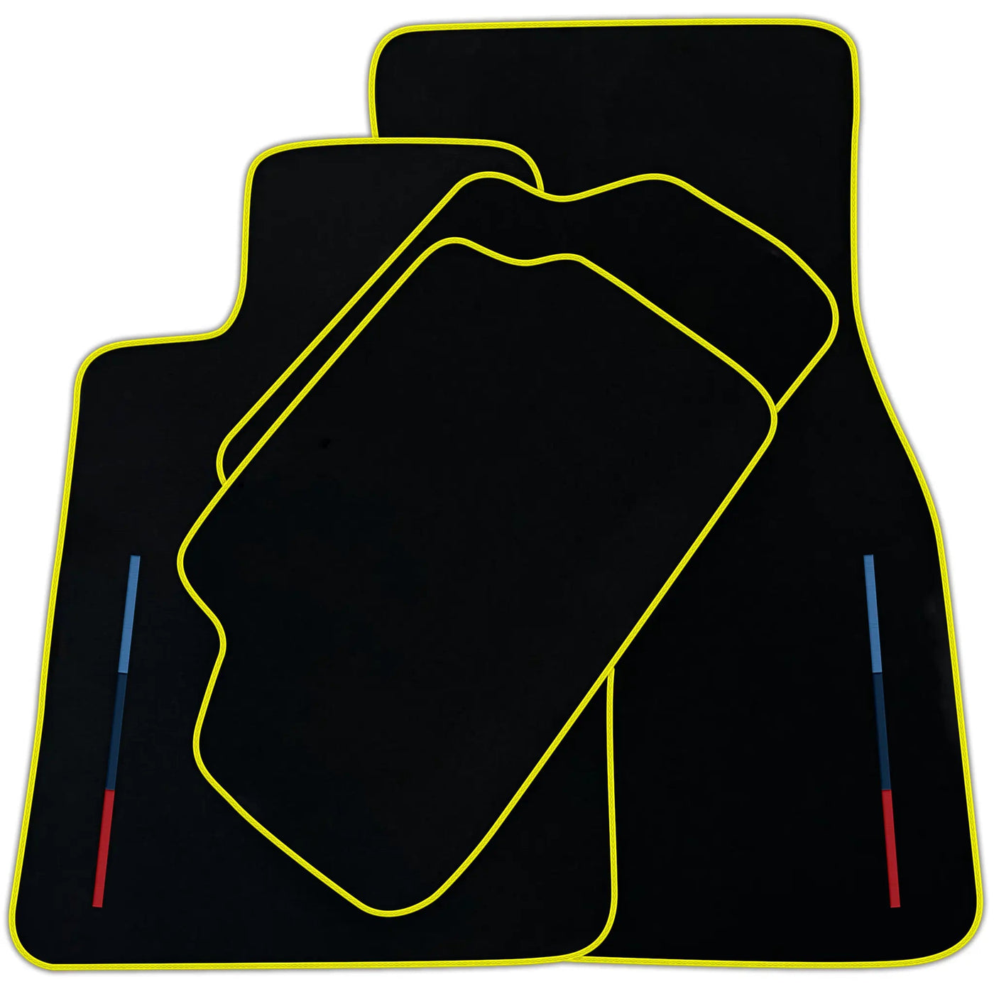 Black Floor Mats For BMW Gran Tourer F46 (2015-2022) 7 Seats With 3 Color Stripes Tailored Set Perfect Fit | Various Trim Colors