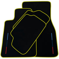 Black Floor Mats For BMW Gran Tourer F46 (2015-2022) 7 Seats With 3 Color Stripes Tailored Set Perfect Fit | Various Trim Colors