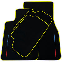 Black Floor Mats For BMW M5 G90 (2023-2026) Sedan With 3 Color Stripes Tailored Set Perfect Fit | Various Trim Colors