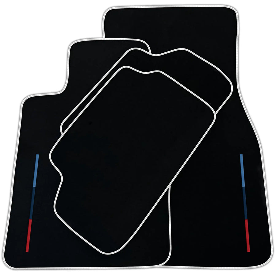 Black Floor Mats For BMW G60 (2023-2026) Sedan With 3 Color Stripes Tailored Set Perfect Fit | Various Trim Colors