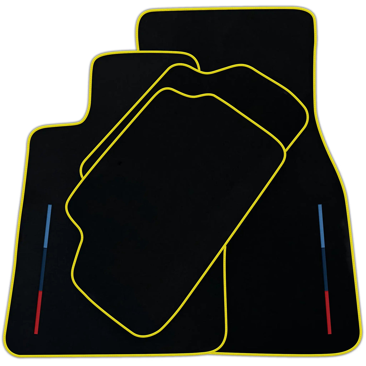 Black Floor Mats For BMW Gran Tourer F46 (2015-2022) 7 Seats With 3 Color Stripes Tailored Set Perfect Fit | Various Trim Colors