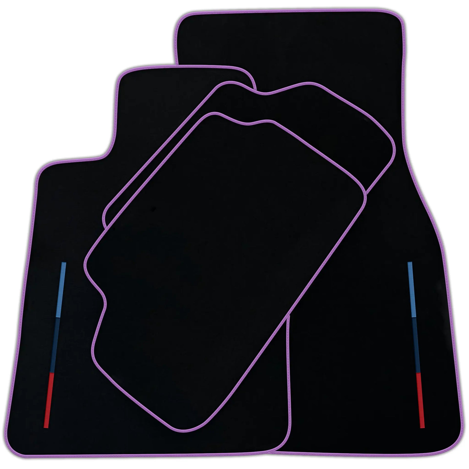 Black Floor Mats For BMW M5 E28 With 3 Color Stripes Tailored Set Perfect Fit | Various Trim Colors