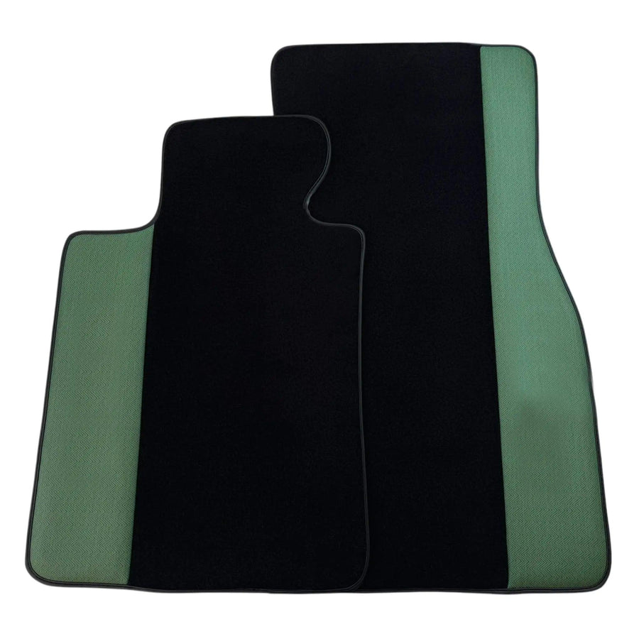 Black Floor Mats for BMW 1 Series F70 | Green Leather Borders