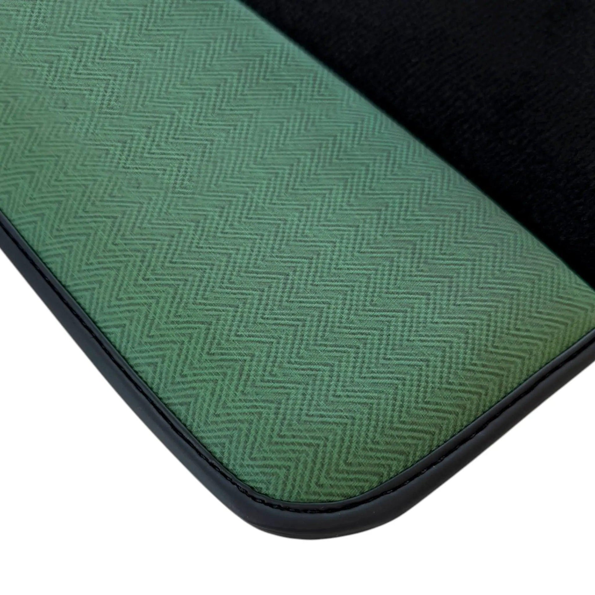 Black Floor Mats for BMW G60 (2023-2026) Sedan | Green Leather Borders